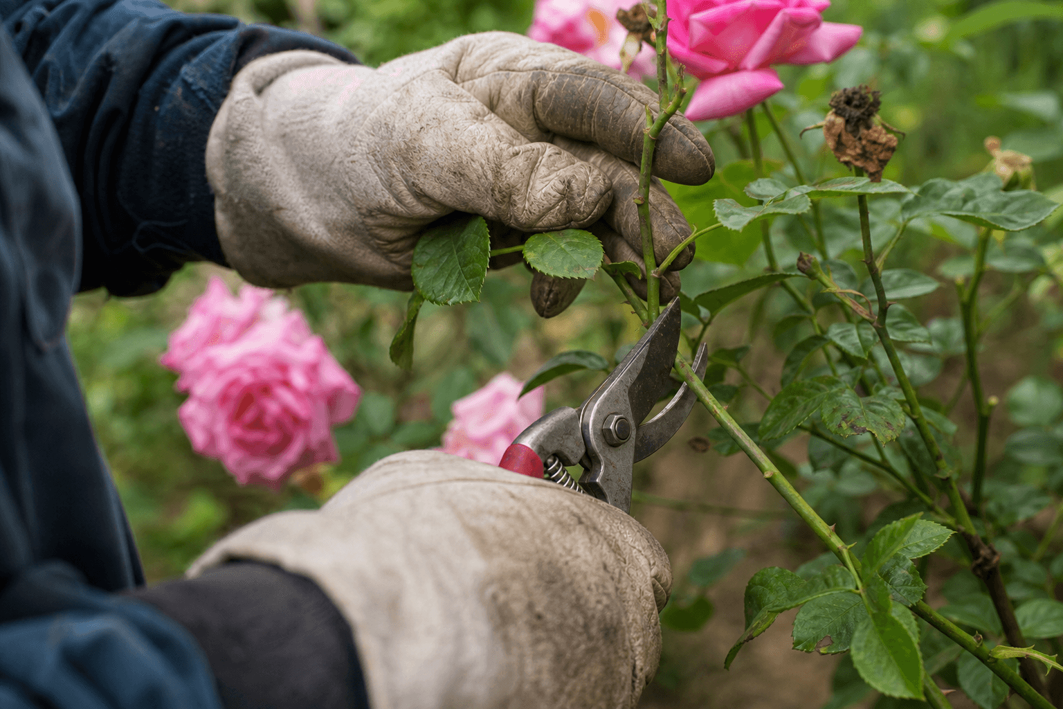 Taille d'un rosier avec un sécateur